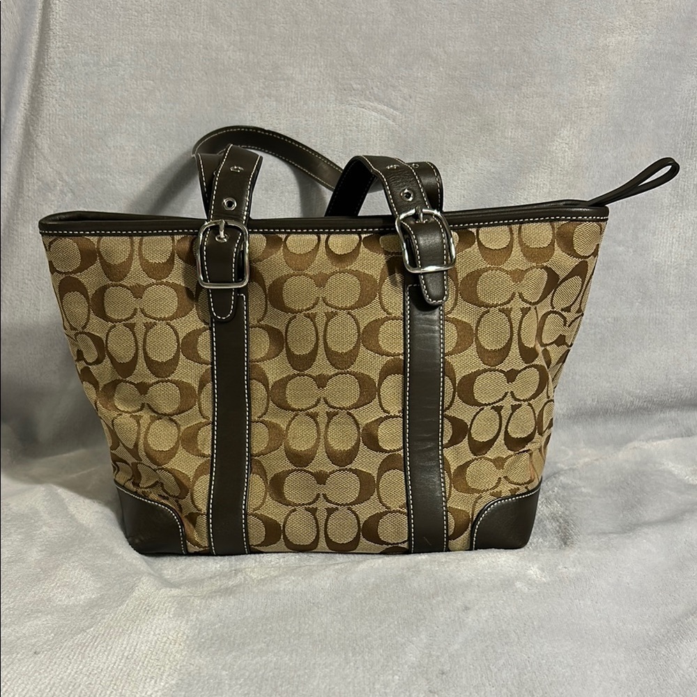 COACH 6042 Brown Canvas and Leather Monogram Tote Bag Vintage (07/2005) - Picture 2 of 12